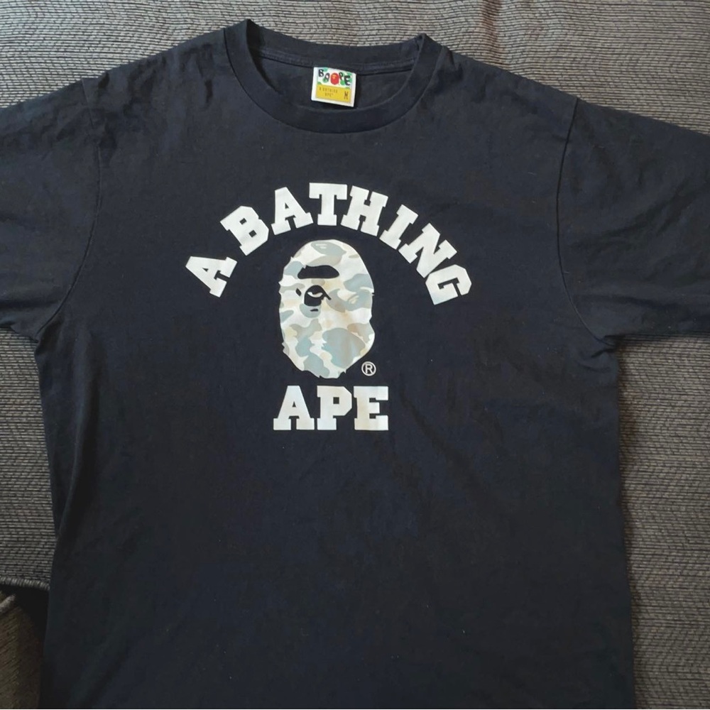 Authentic A bathing Ape camo college t-shirt (glo in the dark logo)